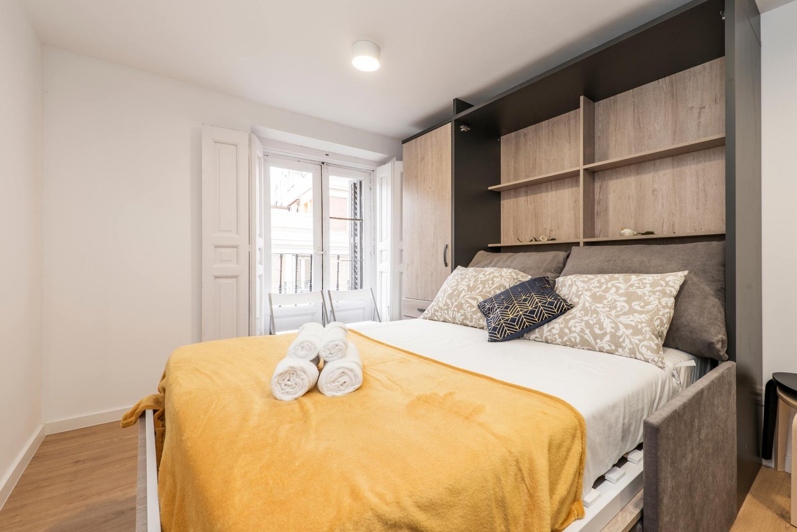 Custom Murphy bed in modern room